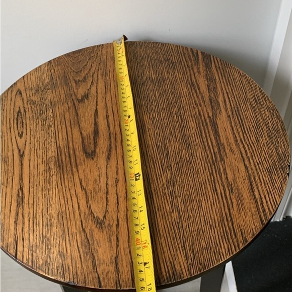 Contemporary Round‎ Chairside Table Wooden metal living room brown MCM - Picture 7 of 9